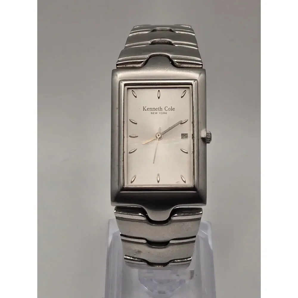 Kenneth Cole New York Rectangular Watch, Silver Tone